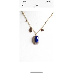 Rarities Gold Plated Sterling Silver Lapis Spinel Diamond Charm Necklace 18"